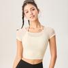 Womens Breathable Mesh Yoga Top Short Sleeve Fitness Shirt Slim Fit Running Workout Tee