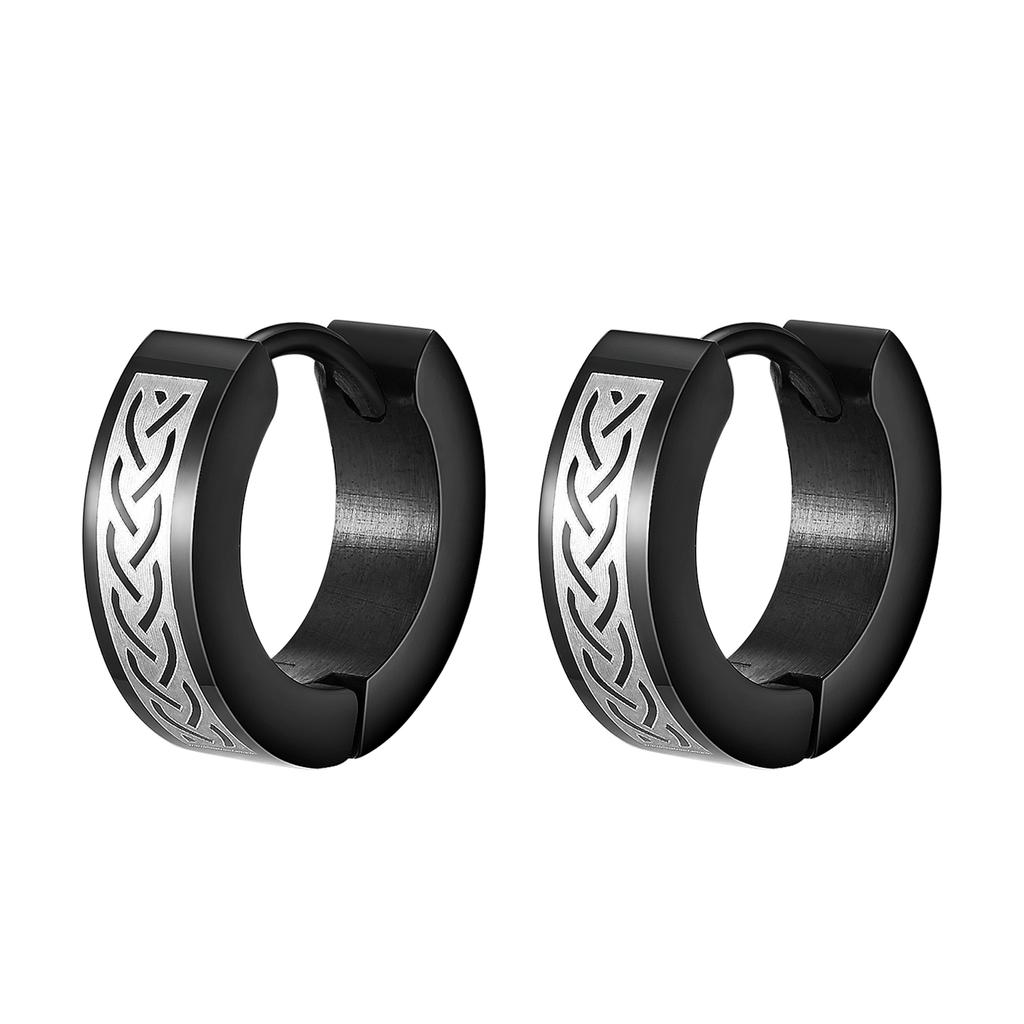 Pendientes de Aro Pequeños Huggie, Pendientes de Aro Gruesos Vikingos, Pendientes de Aro para Hombre, Acero Inoxidable Forma Redonda Círculo Joyería Retro para Hombre