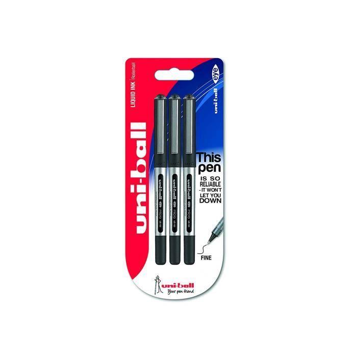 Stylo à bille - UNIBALL - Eye Micro UB-150 - Pack de 3 - Pointe 0,5 mm - Couleur Noir