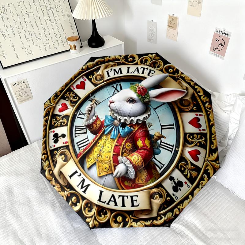 Rabbit Pocket Watch Folding Umbrella 8 Paraphenoid Bones Portable Sun Umbrella Gift Umbrella