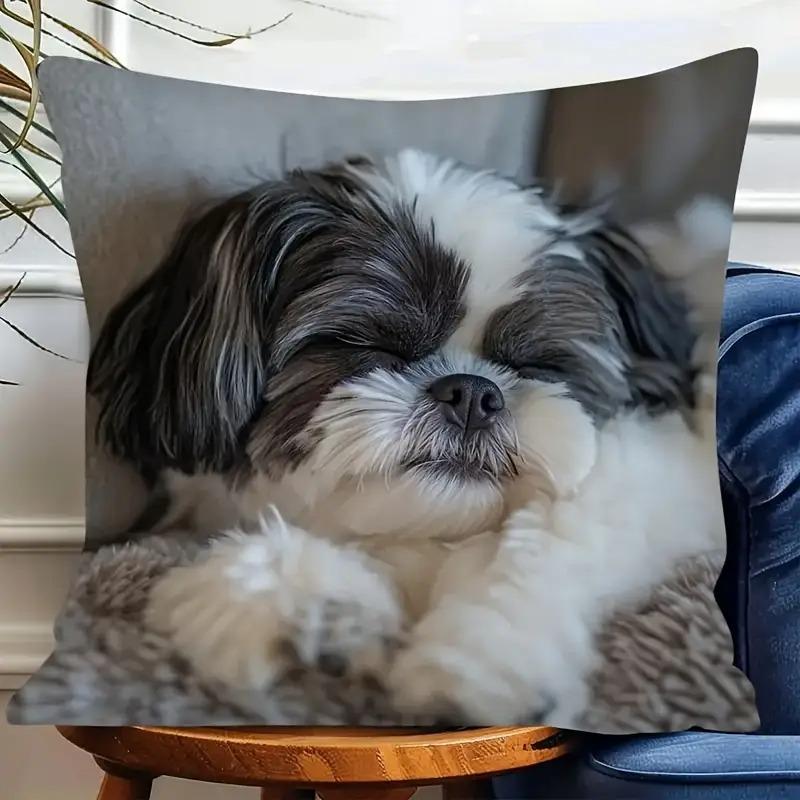 Modern Vintage Alpaca-Themed Pillowcase with Double-Sided Print and Zipper Closure