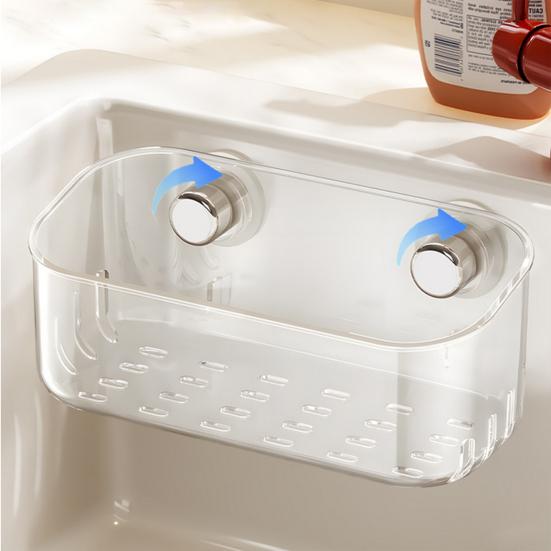 Sponge Holder Suction Cup Sink Corner Rack Large Capacity Strong Load-bearing Easy To Install Kitchen Sink Caddy Organizer