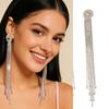 Lightweight Alloy Rhinestones Long Drop Earrings Featuring Flowing Tassels Design Comfortable for Extended Daily Use