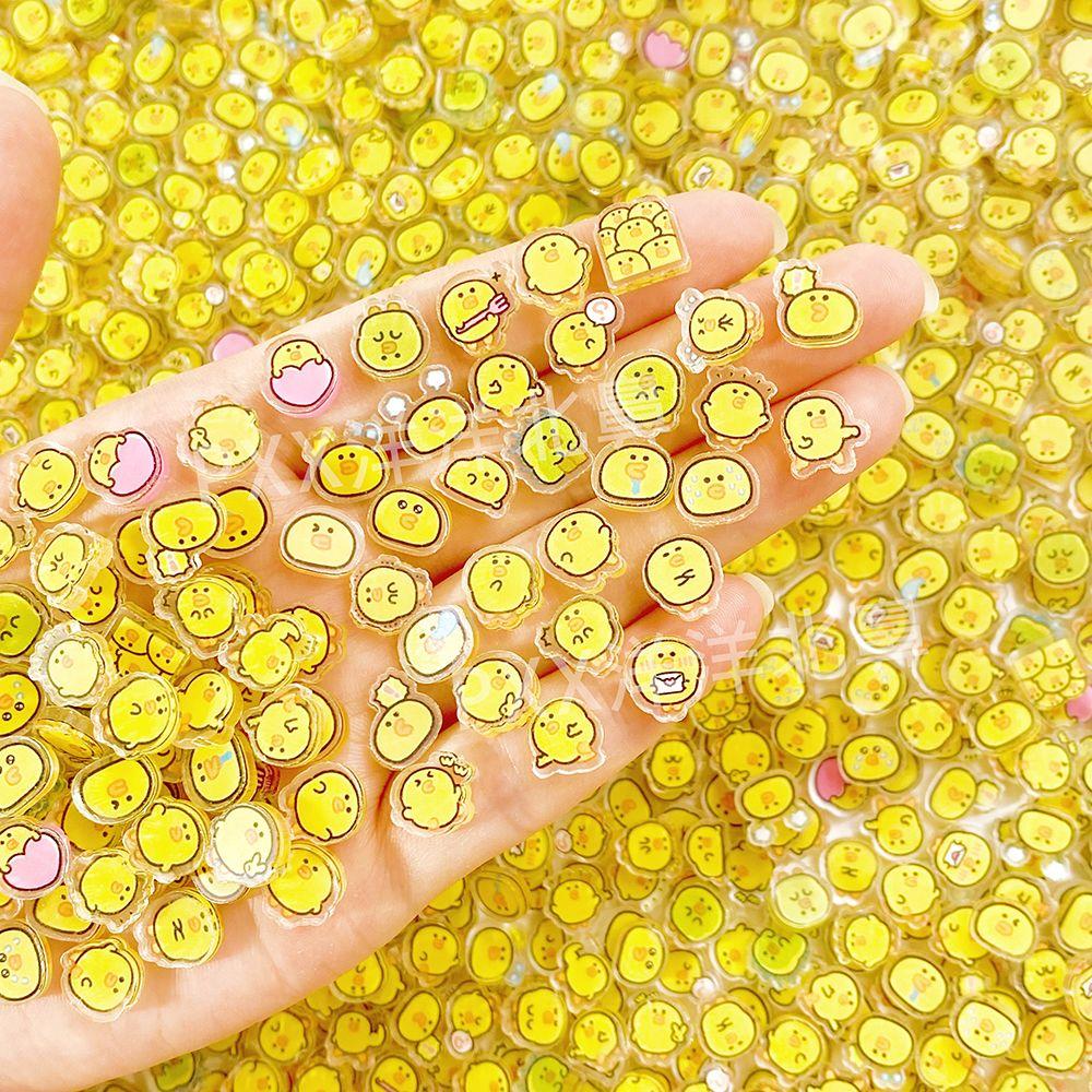 

50Pcs Mixed Cute Yellow Chick Acrylic Cartoon Chick Stickers Waterproof Diy Album Notebook Phone Case Decoration Birthday Gift (As shown-19024)-1cm