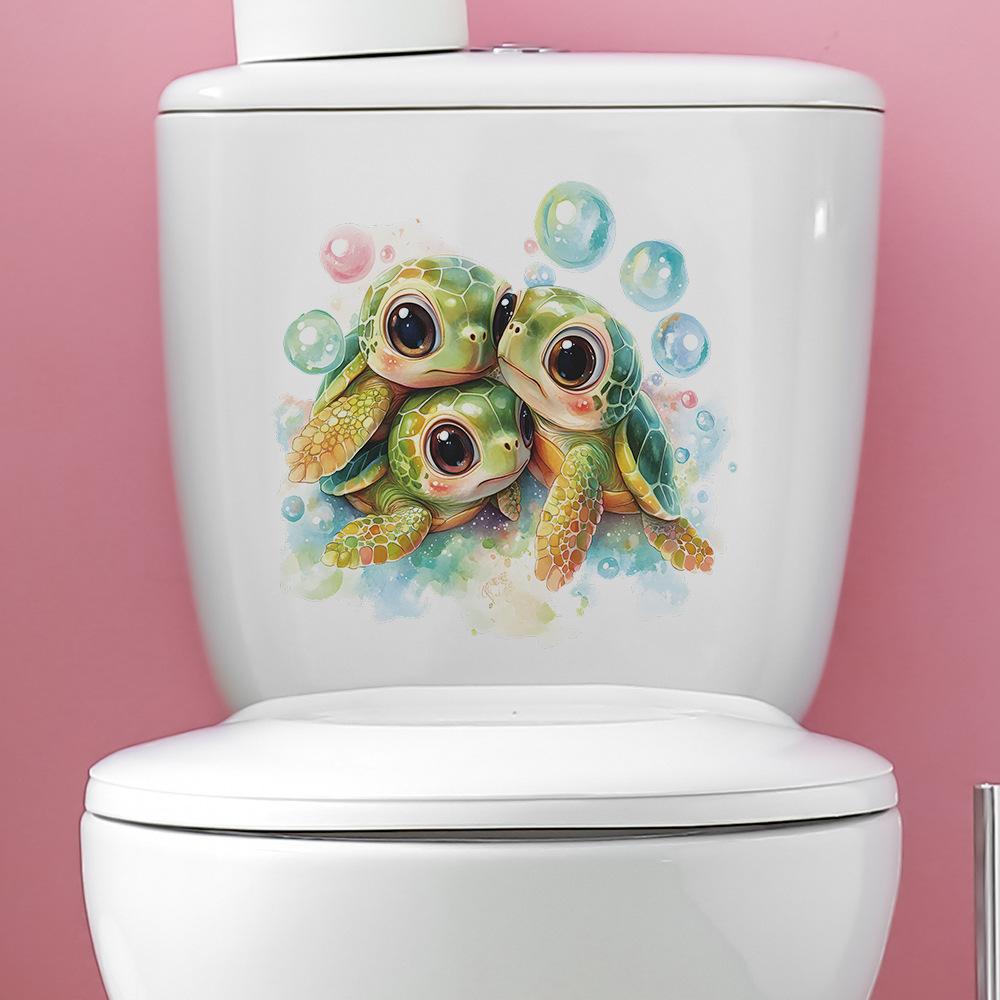 Żółw Bąbelki Toaleta Łazienka Toaleta Upiększanie Naklejki Dekoracyjne