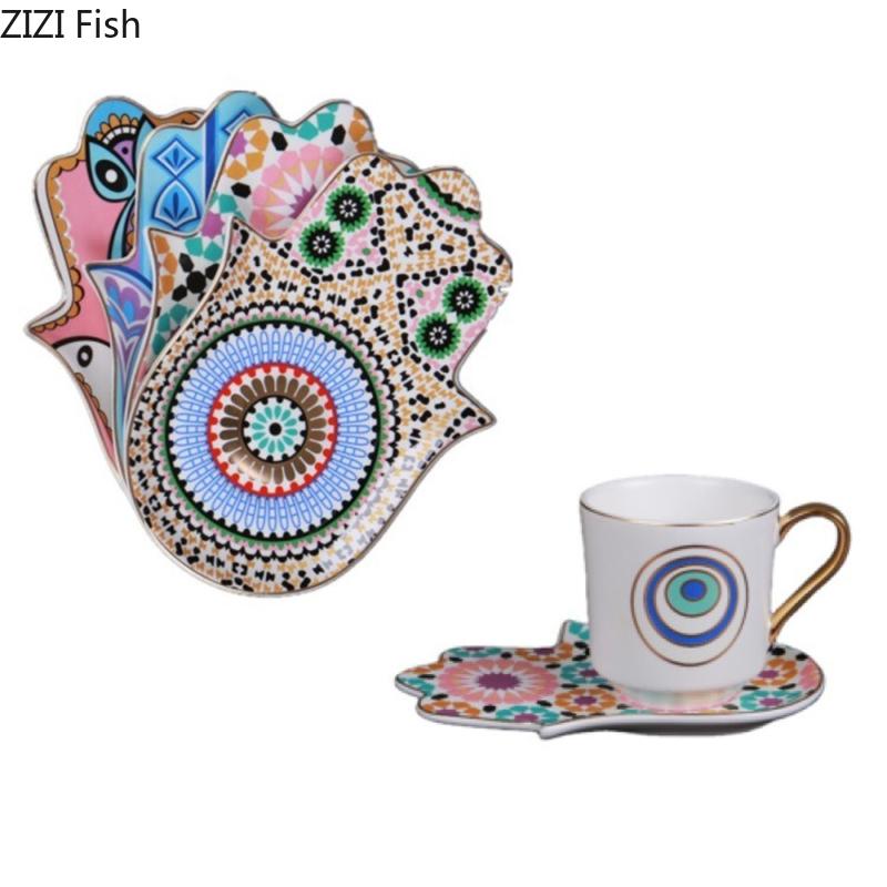 Tazza&sottotazza in Porcellana Dorata Mistica Tazza da Caffè Dipinta Creativa Tavola da Pranzo Tazze da Latte Tazza da Tè per il Pomeriggio Tazza per Succhi di Frutta