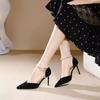 2025 Nuove Scarpe di Alta Qualità alla Moda ed Eleganti Tacchi Alti Estive Decorazione con Strass e Perle Sandali Sexy con Tacco a Spillo