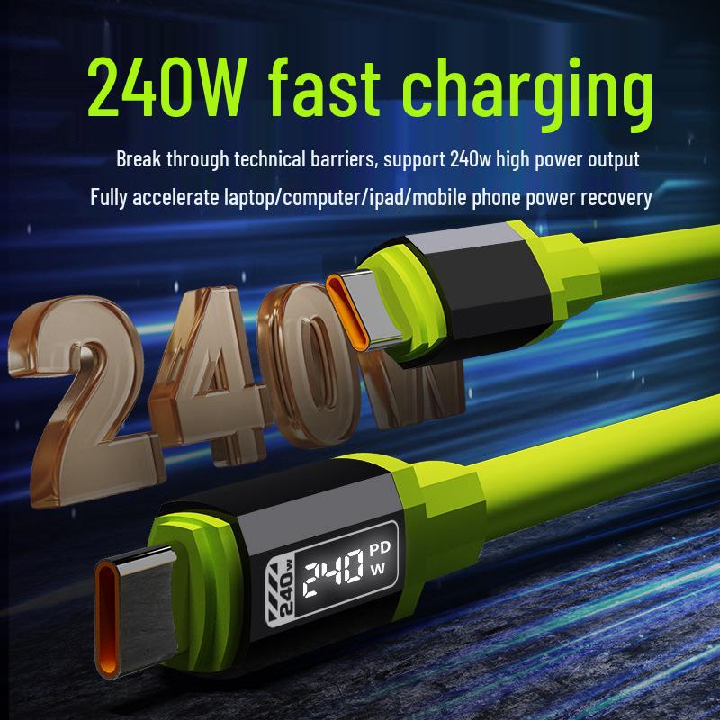 240W Fast Charging Type-C Cable with Real-time Display for Apple 15/16, Huawei, and Android