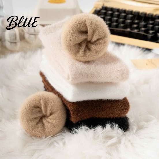Cute Cartoon Embroidery Socks 5 Pairs Imitation Mink Plush for Women Soft Thermal Winter Socks Non Slip Velvet Thickened Sleep with Embroidery,