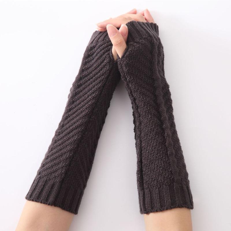 Fiskbensmönstrad Varm Handledsvärmare Ny Höst och Vinter Herr- och Damstickad Yllevante Halvfinger Exponerad Ärmskydd Dui Dui Armskydd