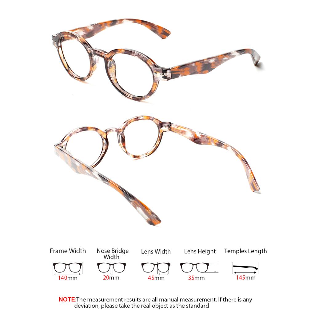 TUREZING 4 Pack Presbyopia Eyeglasses PC Material Flexible Spring Hinge Men Women Circular Print Flower Frame HD Ornamental Eyeglasses