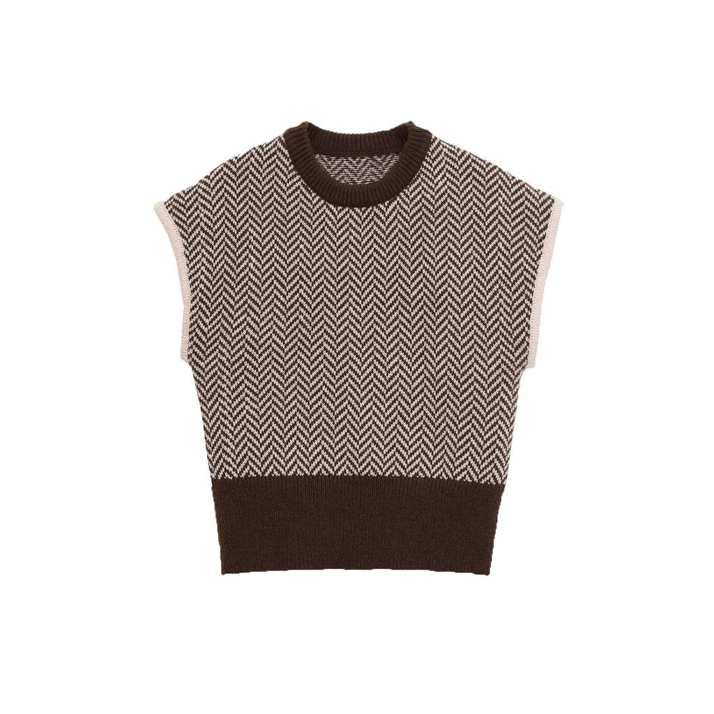 European and American Style, New Women's Clothing, Foreign Style, Herringbone Knitted Vest Top 6771141