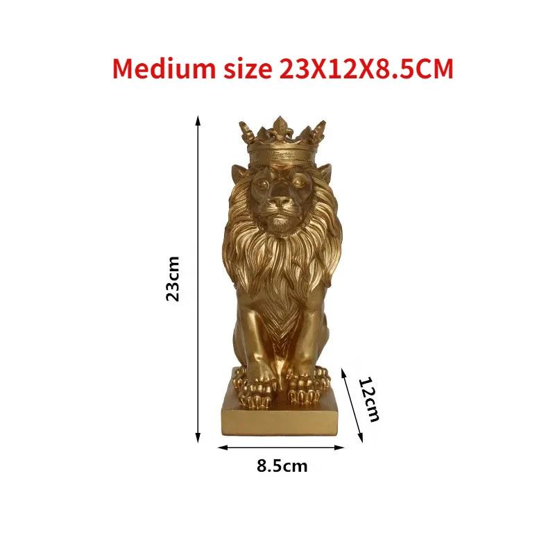 

Resin Lion Statue Crown Lions Sculpture Animal Figurine Abstract Decoration Home Decor Nordic Model Decor Table Ornaments