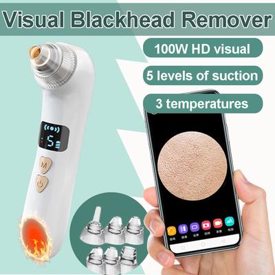 Aspirateur Points Noirs Visuel Machine de Nettoyage Profond du Visage Extracteur de Points Noirs et d'Acné Chauffé Extracteur de Visage Sucer Électrique de Points Noirs