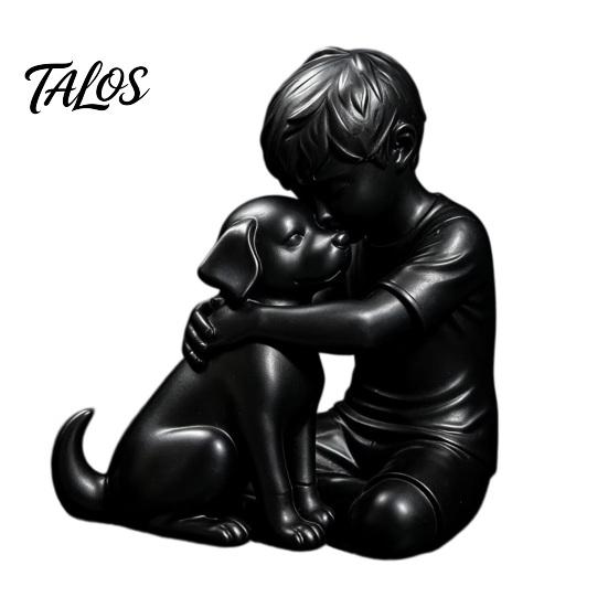 Talos 3D Printed Puppy And Boy Statue, Dog & Owner Sculpture, Hugging Figurine Decor, Home Decoration Healing Ornament Gift