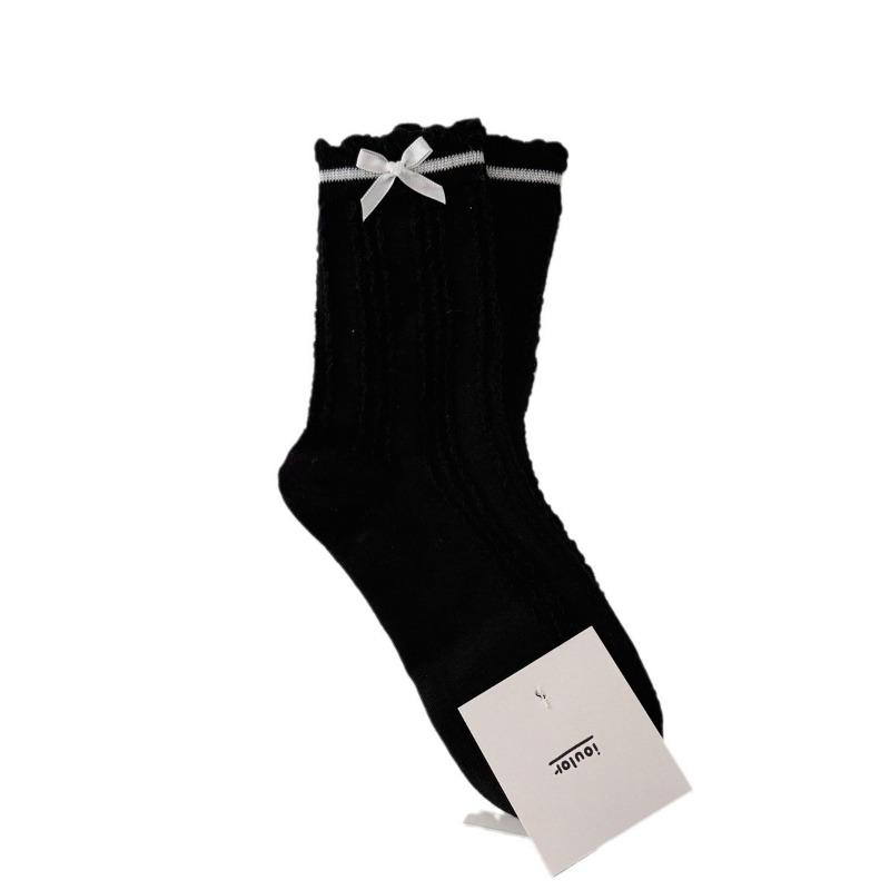 Sweet Girl Bow Boneless Socks Spring and Summer Gentle Ballet Style Stockings Bubble Mouth Pile Socks