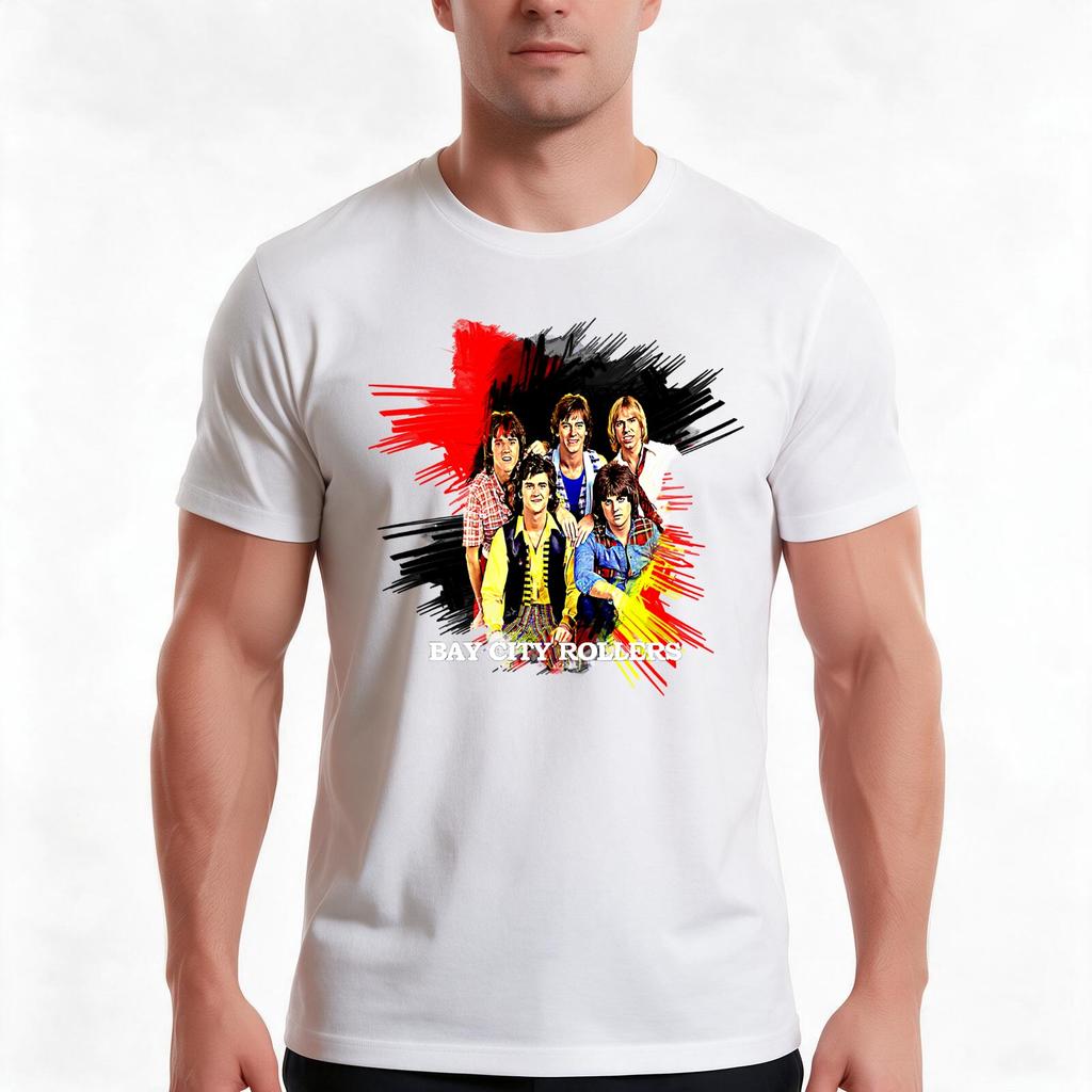 Vintage Retro Band Bay City Rollers Music Rock Gifts For Movie Fan Tshirt Summer Casual Cotton Tee Oversized Streetwear Tops