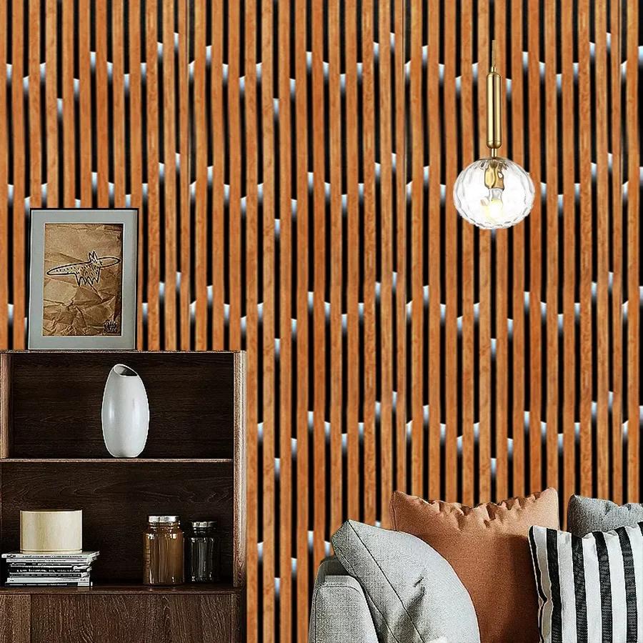 Grille Striped Self-adhesive Wallpaper Restaurant Living Room Home Decoration TV Background Wall Wallpaper