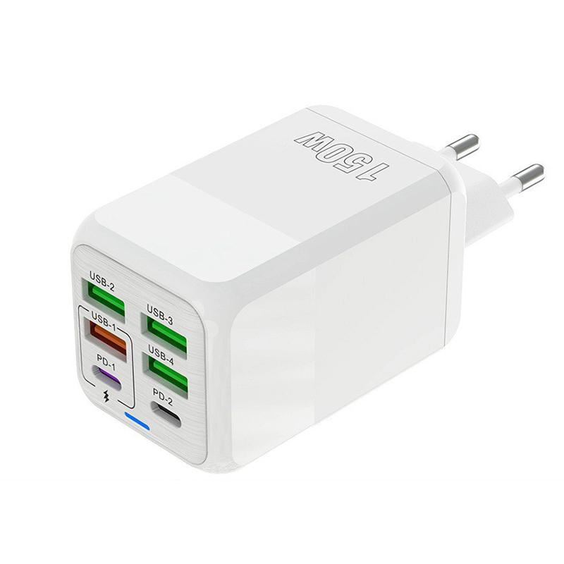 150 W 6 portów Pd QC 4.0 USB C Szybka ładowarka ścienna Super szybkie ładowanie dla iPhone'a Samsunga Ipada Xiaomi Huawei Oneplus Oppo