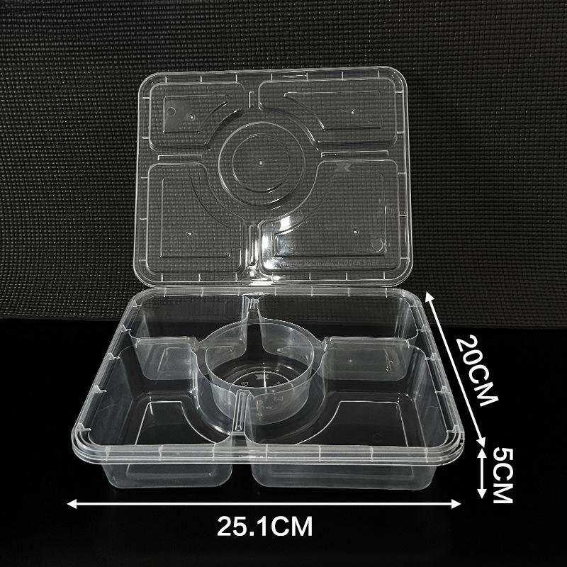 Disposable Thickened Food Container 3 4 5 Compartments with Lid for Canteen Business Meal Delivery