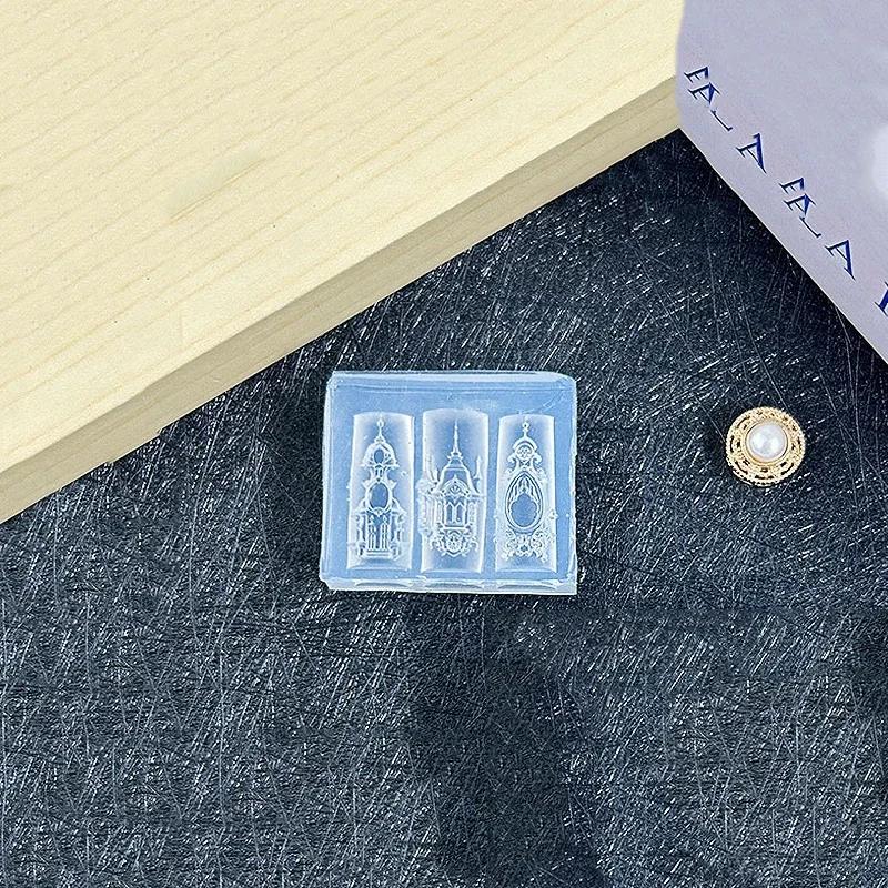 3D Silikon Maniküreform Kirche Europäischer Stil Schloss Kirche Nagelkunstform DIY Nagelkunst Dekoration Transparente Nagelschablonen