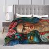 F-Frida K-Kahlo Artista Messicana Kahloo Coperte Flanella Fantastica Calde Coperte da Divano per Coprire Sedia Divano Estate