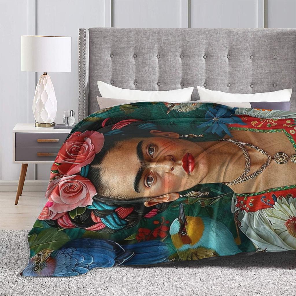 F-Frida K-Kahlo Artista Messicana Kahloo Coperte Flanella Fantastica Calde Coperte da Divano per Coprire Sedia Divano Estate