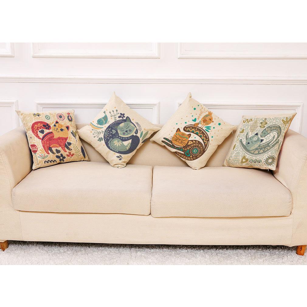 Cartoon Cat Art Throw Pillow Covers with Digital Printing of Short Plush Fabric Car-shaped Sofa Cushion for Office Home Decor