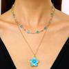 European Floral Gradient Pendant Necklace with Adjustable Snake Chain