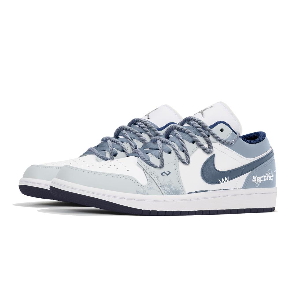 Jordan Air Jordan 1 Abrasion Resistant Low top Vintage Basketball Shoes Men's Haze Blue 553558-141(Team210-)