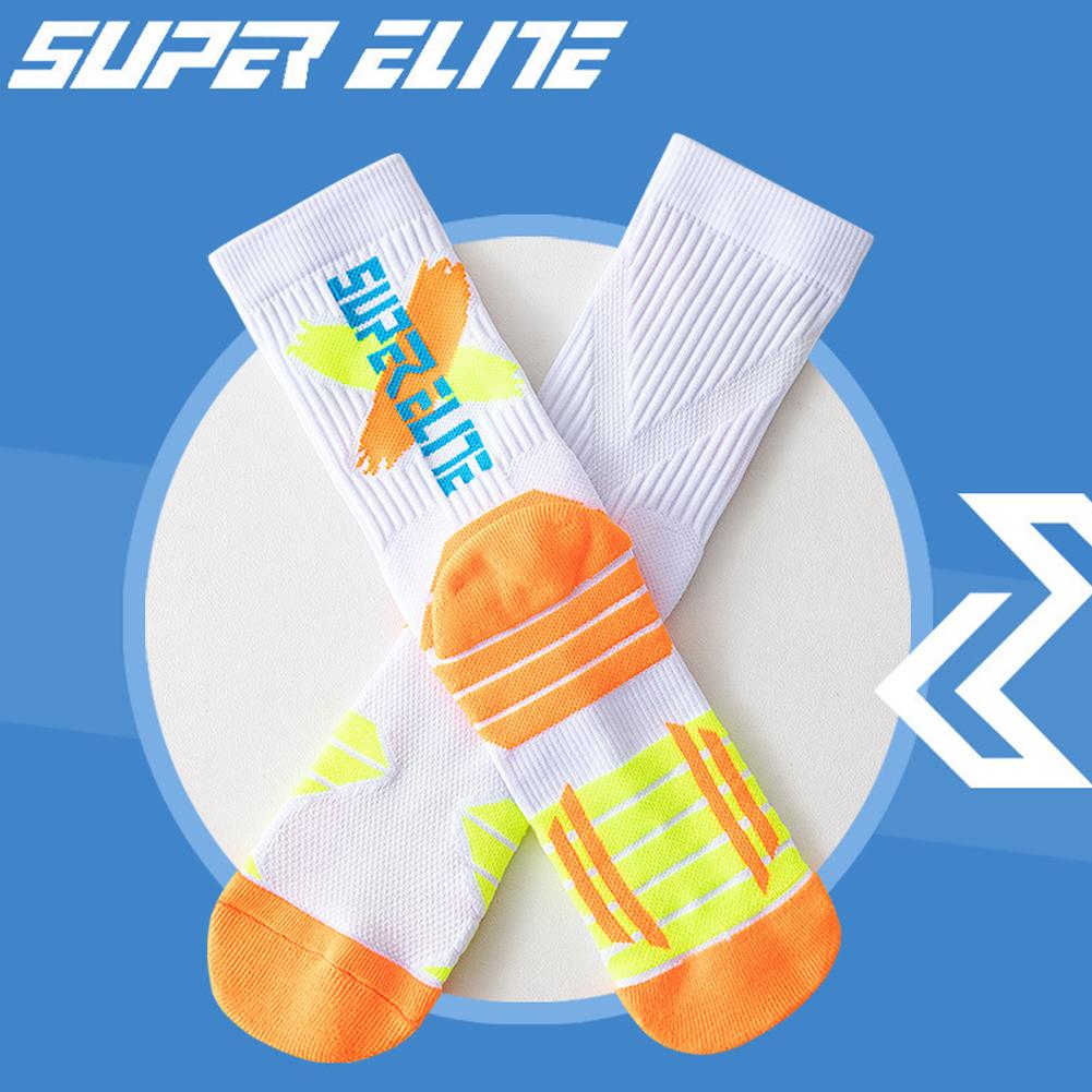 Breathable Compression Basketball Socks Anti-Slip Athletic Crew Socks with Thick Cushion for Running, Training & Sports