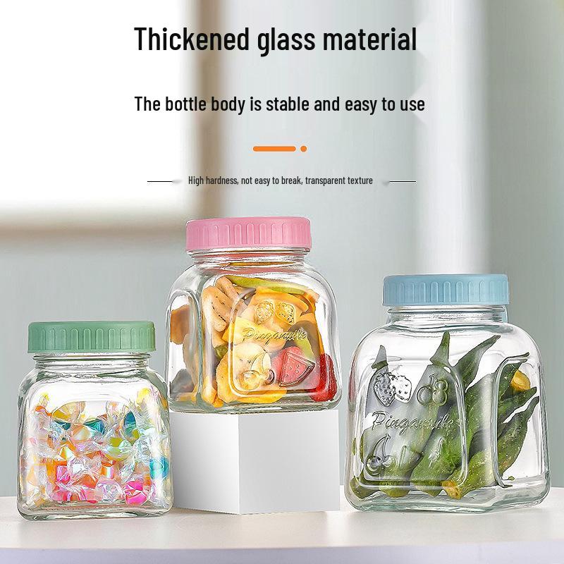 Macaron Color Series Glass Storage Jar - Sealed Container for Candy, Dried Fruit, Honey