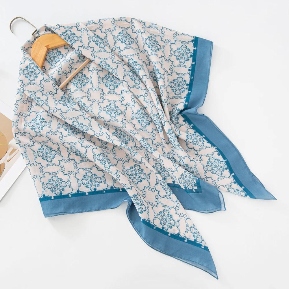 73Colors Malaysia Tudung Bawal Flower Print Hijab New Design Headscarf Premium Cotton Voile Soft Fashion Muslim Square Scarf