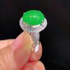 Vintage Fashion Diamond Silver 925 Inlaid Exquisite Natural Chalcedony Green Circular Rings for Women Charm Ring Wedding Jewelry