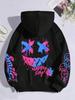 Autumn Kids Boys Personalized Smiling Face Print Comfortable Breathable Hooded Sweatshirt Outdoor Street Fashion Hooded Sweatshi