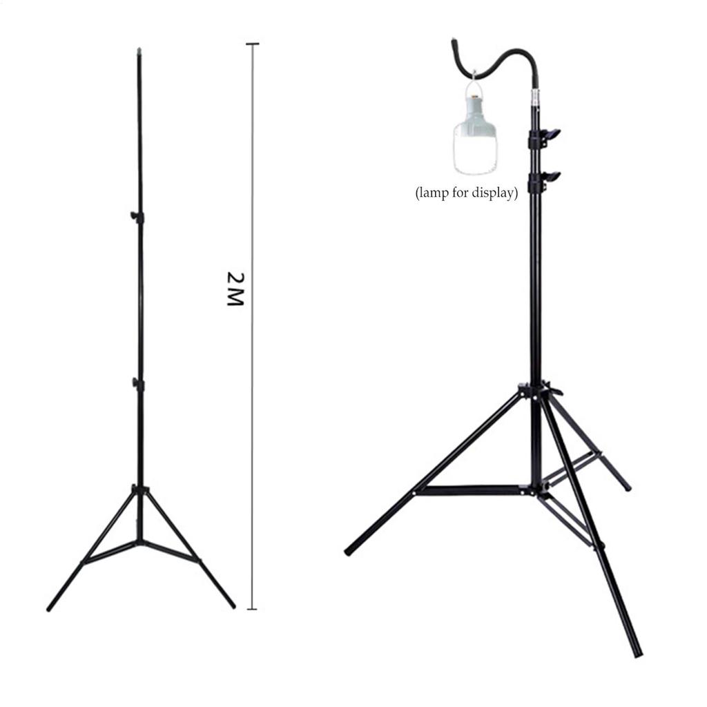 2m Light Stand Folding Telescoping Tripod Adjustable Lightweight Aluminium Floor Lamp Holder Tripod Outdoor Camping Accessories