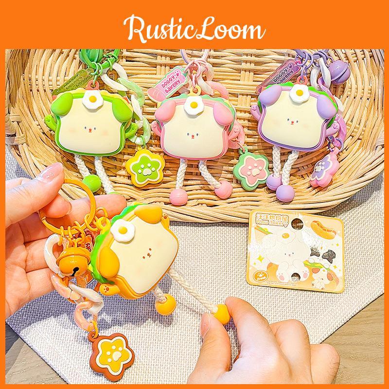 Cartoon Cute Dog Toast Resin Keychain Ideal For Car Keys And Unique Ideas Gift