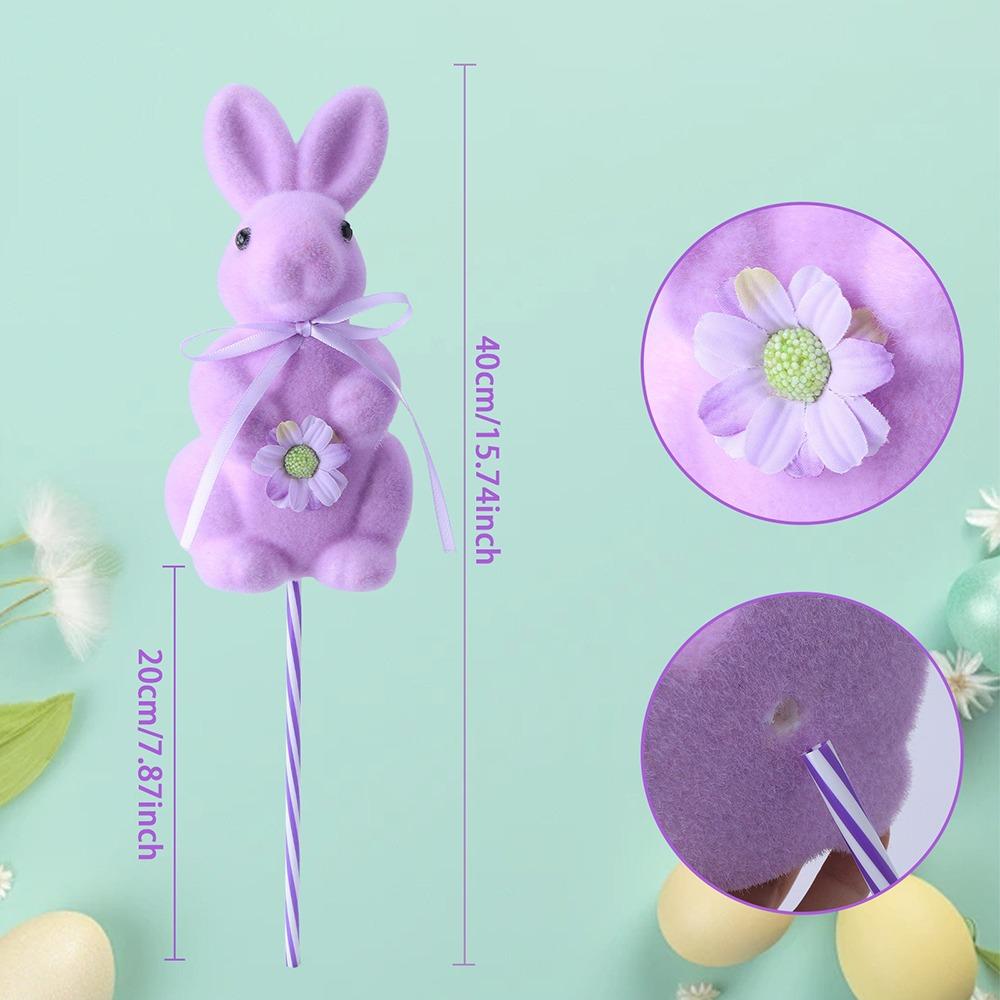 Fabric Foam Material Easter Rabbit Ornament Unbreakable Design Colorful Flocking Flocking Bunny Ornament Desktop Size