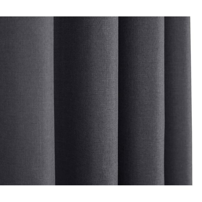 Paire de rideaux tamisants à œillets Effet Lin "Moonlight" Granite