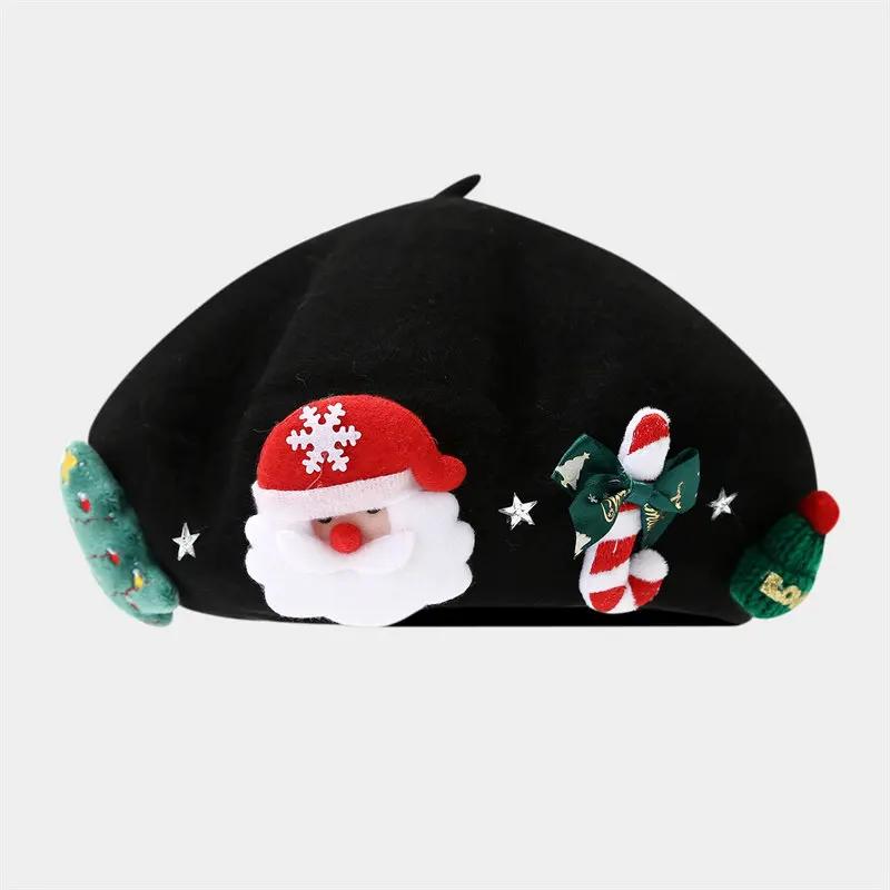 LDSLYJR Autumn Winter Cotton Cartoon Warm Beret Painter Hat Octagonal Hat Women and Girl 02