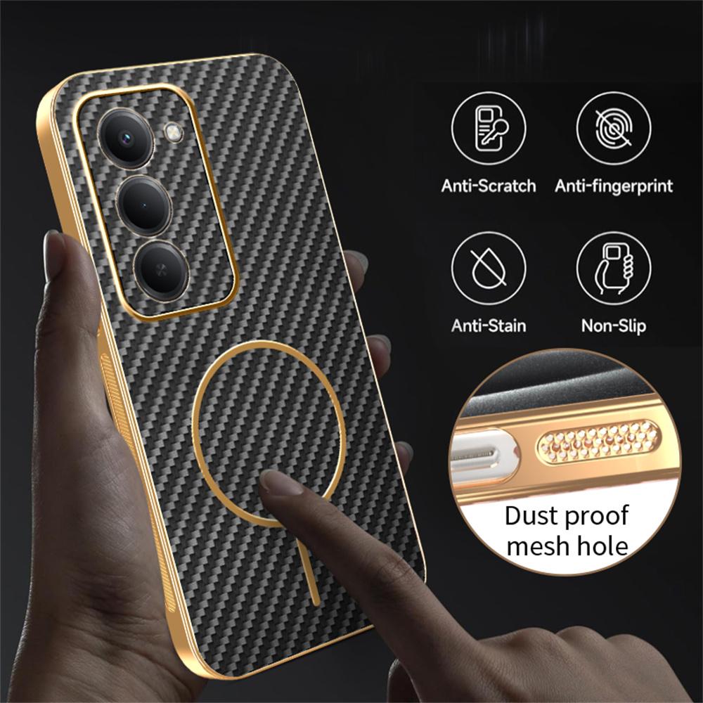 For Xiaomi Redmi 15 4G (EU) (171mm) Phone Case Carbon Fiber Textured Electroplated TPU Back Cover