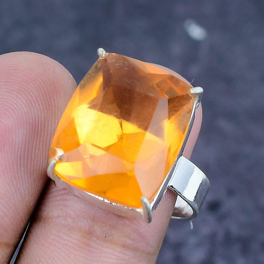 Citrin Edelstein 925 Sterlingsilber Schmuck Ring Größe 9