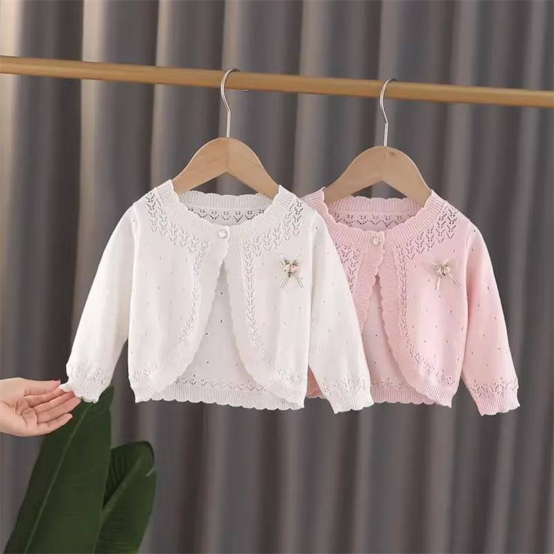 Sweet Syle Solid Color Knitted Jacket Girl's Spring Autumn Sweater Button Knit Cardigan Sweater Thick long Sleeved Warm Jacket