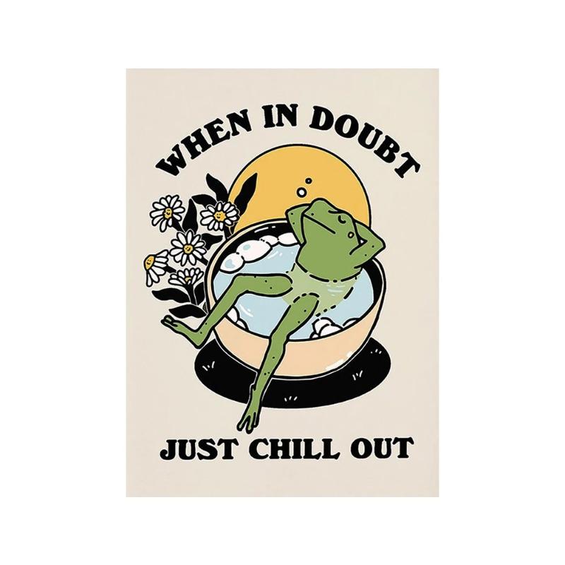 Retro 70s You Are Exactly Funny Mushroom Poster Groovy Hippie Ball Dancing Frogs Canvas Painting Wall Art Pictures Home Decor