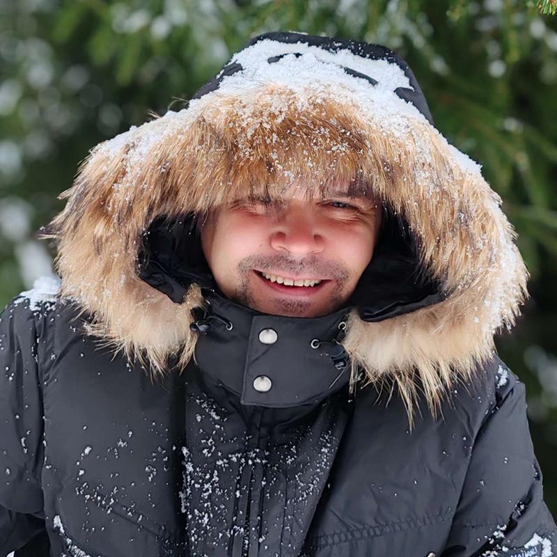 Erkekler Aşağı Ceket Kış Sıcak Aşağı Palto 80% Beyaz Ördek Aşağı Gerçek Rakun Kürk Kış Erkek Mont Siyah