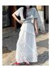 Women's White Lace A-Line Irregular Long Skirt, Spring/Autumn 2026 Collection