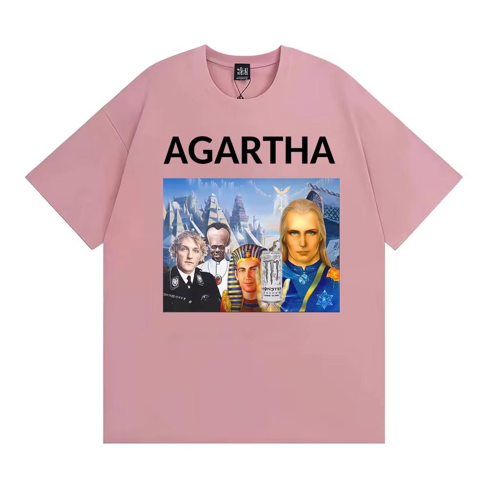 HollowEarth Agartha Meme Grafik T-Shirts Unisex Damen Hip Hop Vintage Stil T-Shirt Sommer Neu Kurzarm Komfort T-Shirts