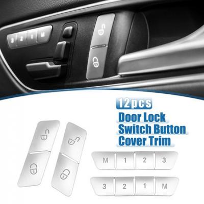 12pcs Seat Memory Door Button Sticker for Benz a Class 13-17 Silver Tone
