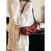 Fashion Red Soft Leather Commuter Bag Women's New Spice Girl Style Versatile Underarm Bag Shoulder Bag