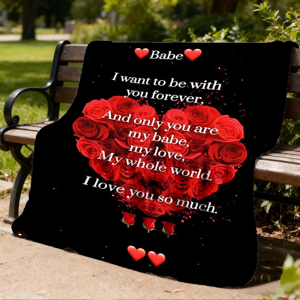 1pc Love Quotes Outdoor Blanket - Lightweight Flannel Throw For Travel, Camping, Gifts For Family Or Friends yy251114261
